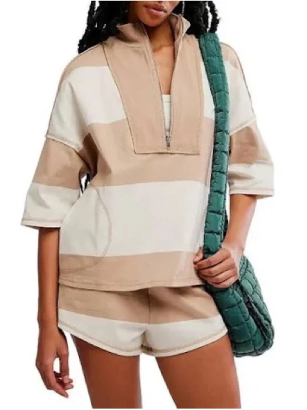 Free People Movement Striped Coral & Red Two-Piece Lounge Set